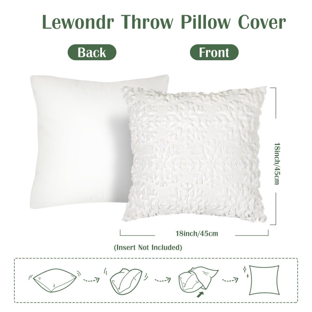 Lewondr Christmas Throw Pillow Cover 18x18, Set of 2 Super Soft Faux Fur Throw Pillow Covers Velvet 3D Snowflakes Embroidery Decorative Throw Pillowcase for Living Room Bed Couch Home Decor, White - Image 4
