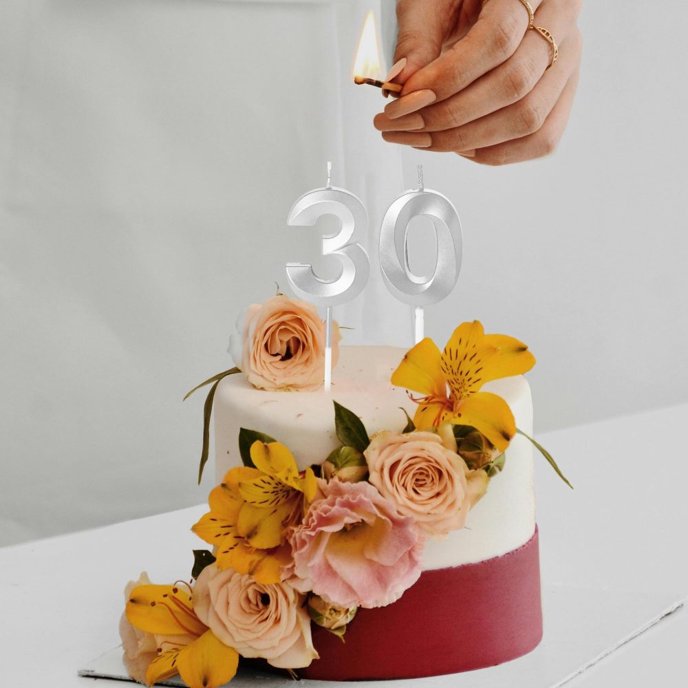 Silver 50th Birthday Candles Number 50 Candles for Birthday Cake, 50th Candles Silver 50 Birthday Candles for Cake, 50th Birthday Cake Candles Cake Toppers Decorations for 50 Year Old Women Men - Image 4