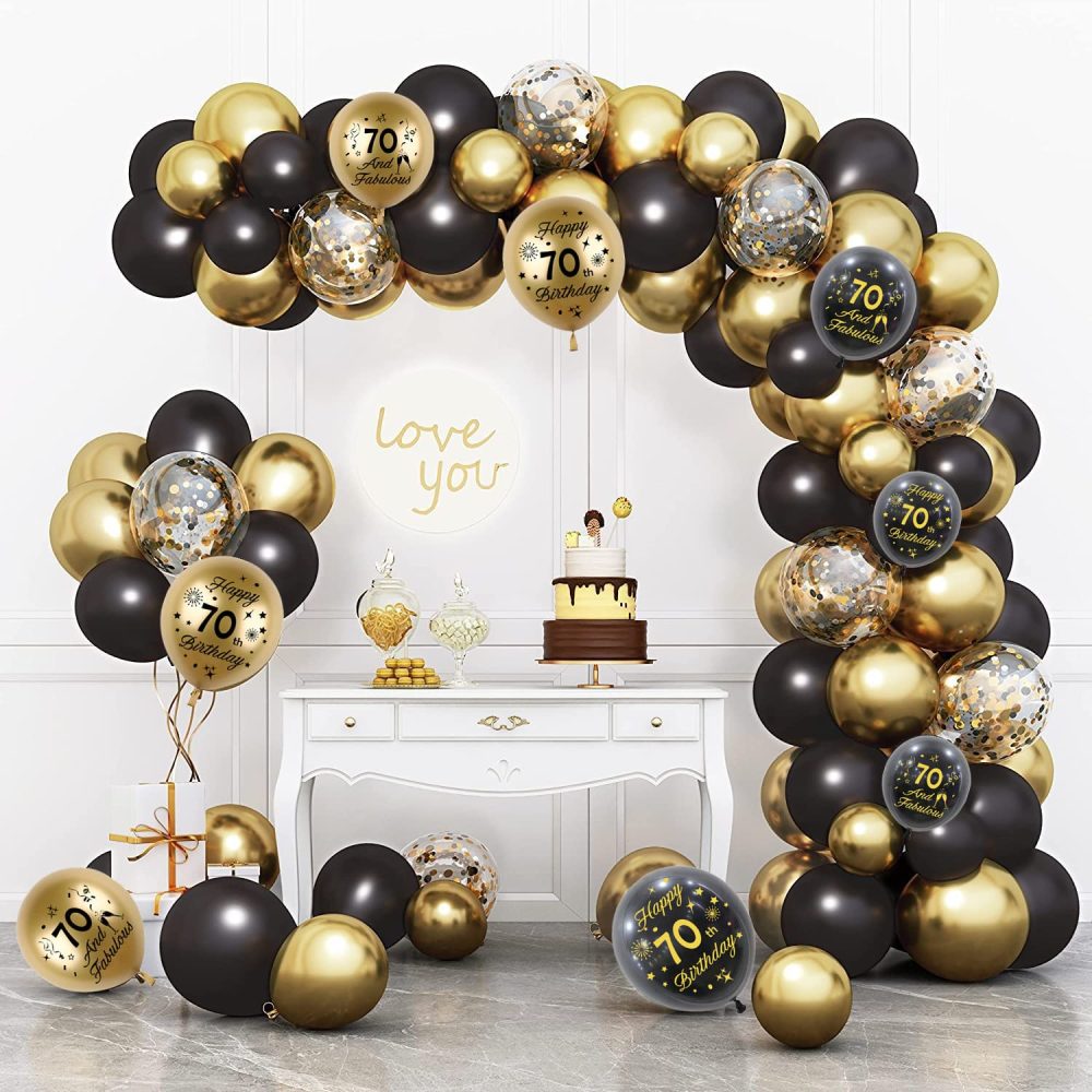 70th Birthday Balloons 15 Pcs Black Gold Happy 70th Birthday Latex Confetti Balloons Black Gold 70th Birthday Party Decorations Balloons for Men Women 70th Birthday Anniversary Decor Supplies(Age 70) - Image 4