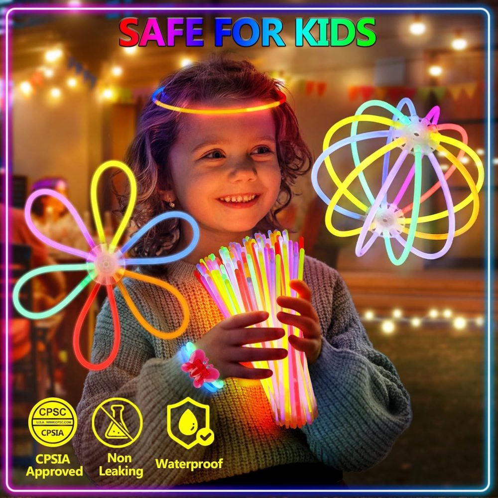 zycBernoi 362 PCS Glow Sticks Party Packs for Children, Glow in the Dark Party Supplies, Glow Sticks Bulk DIY Glow Necklaces Glasses Bracelets Headband, Neon Party Supplies & Decorations - Image 6