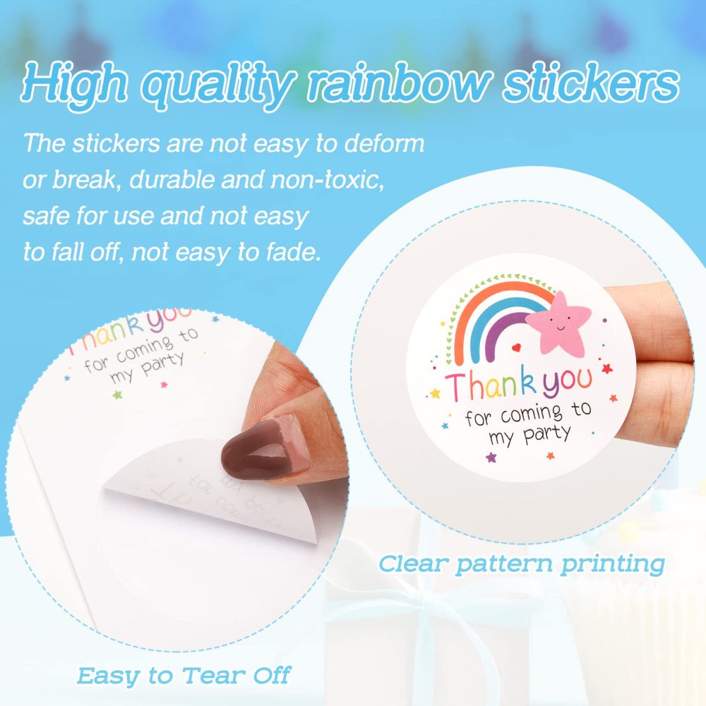 G2PLUS 5cm Thank You Stickers,60PCS Waterproof Thank You for Coming to My Party Stickers,Rainbow Stars Thank You Favors Stickers/Labels for Birthday Party Bags,Baby Shower Party Favors - Image 6
