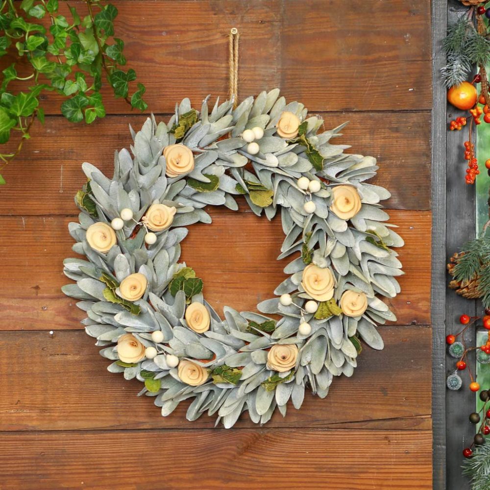 Winter Wreath Large 14" Front Door Wall Hanging Christmas Garland Ornament (Green) - Image 2