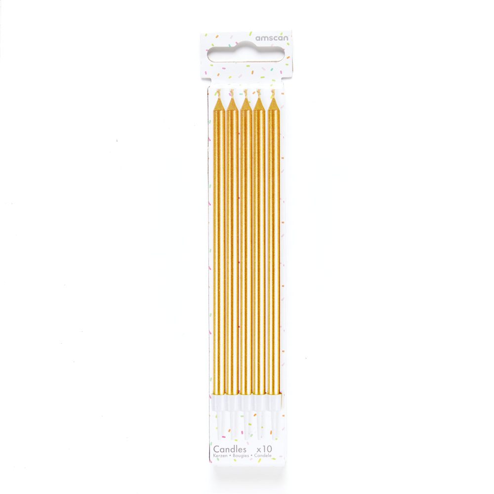 Amscan 9911568 Tall Candle Metallic Gold - 10 Pack - Image 3