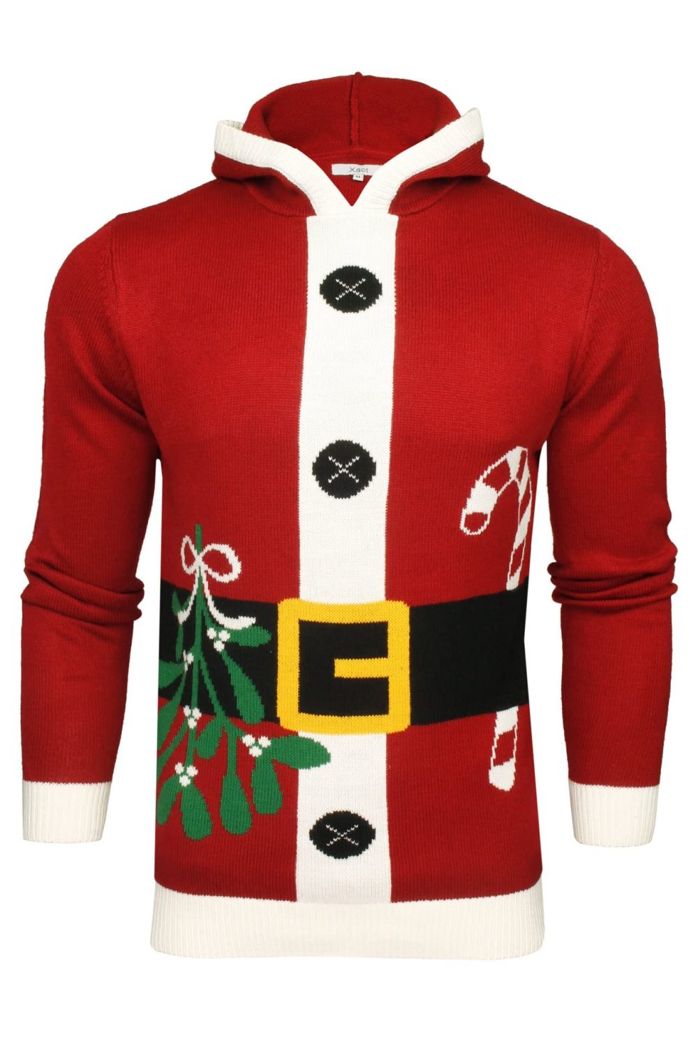 Xact Men's Novelty Hooded Christmas Jumper (Santa - Red) S - Image 4