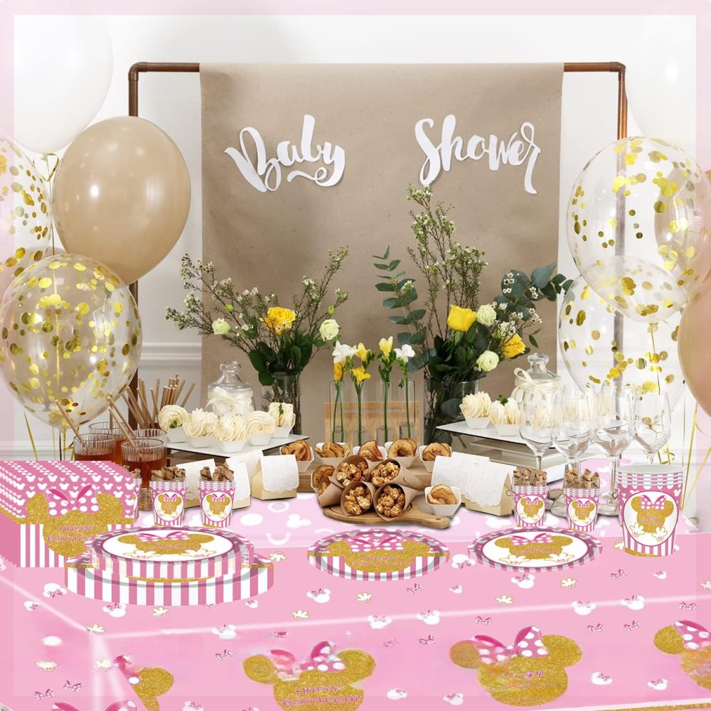20pcs Pink and Gold Minnie Mouse Paper Napkins for Girls Birthday Party,Girl Birthday Napkin Minnie Serviette Tissue Cocktail Dinner Napkins for Kids Baby Shower Minnie Theme Birthday Party Decoration - Image 2