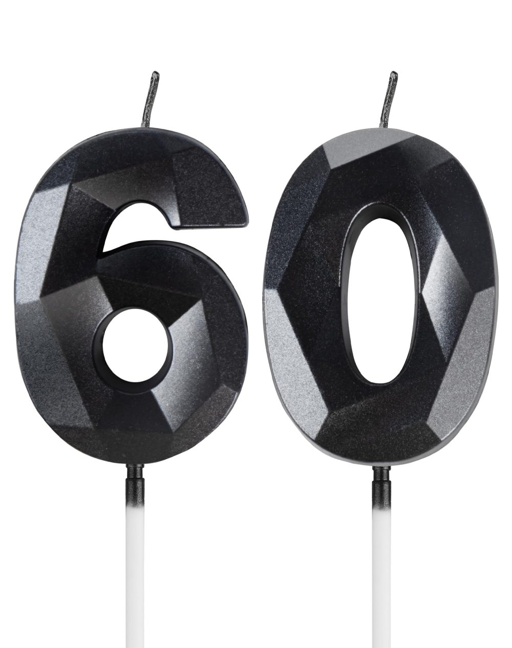 Black 60th Birthday Candles, 3D Black Number 60 Candles for Cake, Women Men 60th Birthday Decorations, Black Cake Decorations, Black Candle Cake Topper for Birthday Party Weddings Anniversary Supplies