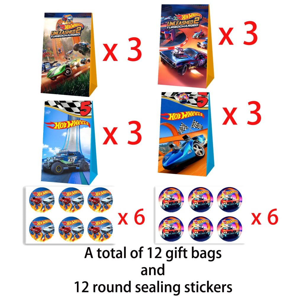 12 Pcs Hot Car Party Bags Paper, Car Birthday Gift Party Bags for Kids, Birthday Party Supplies - Image 6