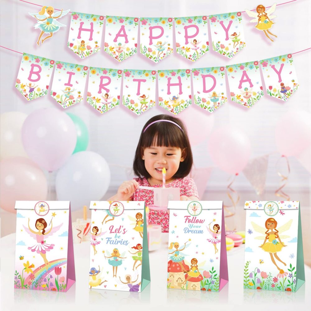 12 Pcs Fairy Party Favor Bags,Let's be fairies Gift Bag,Fairy Theme Treat Bags,Fairy Party Supplies,Butterfly Fairy Goodie Boxes for Birthday Baby Shower - Image 7