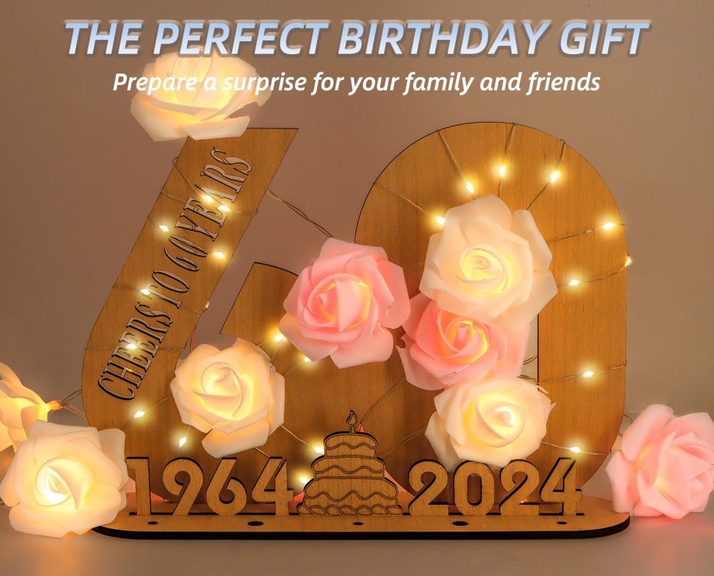Giftota Original 70th Birthday Gift for Women Men, Money Gifts for 70th Birthday with LED Fairy Lights, 2024 Wooden Sign Guest Book, 70th Birthday Decoration, Personalised Gifts for Women Men - Image 5