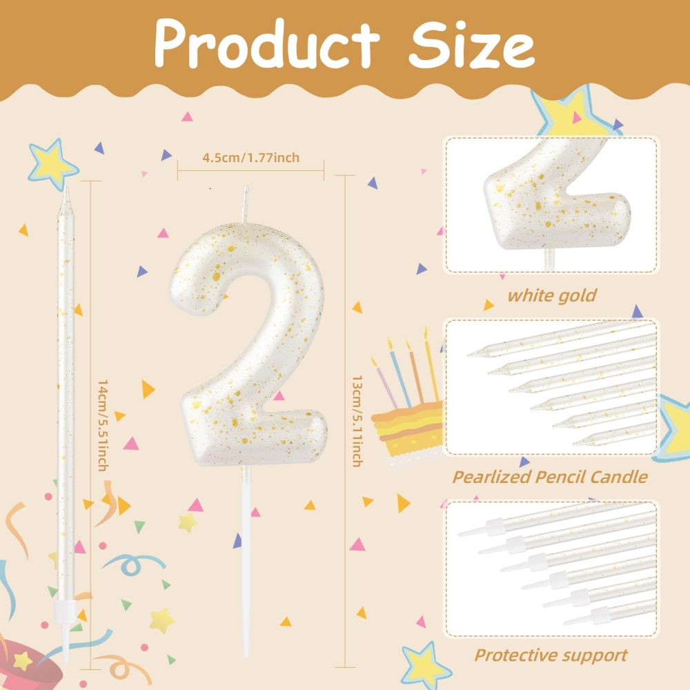 White Gold Happy 40th Birthday Candles, Gold Number 40 Candles for Birthday Cake, White Gold Birthday Candles Cake Topper for Women Men 40th Birthday Cake Decorations, Wedding Anniversary Supplies - Image 7