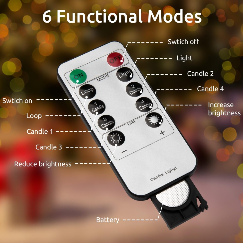 Koopower 20 LED Candles with Timer, Batteries and Remote Control on 10 m IP65 Waterproof Transparent Cable, Dimmable Candle Fairy Lights for Christmas Tree, Wedding, Party, Warm White - Image 3