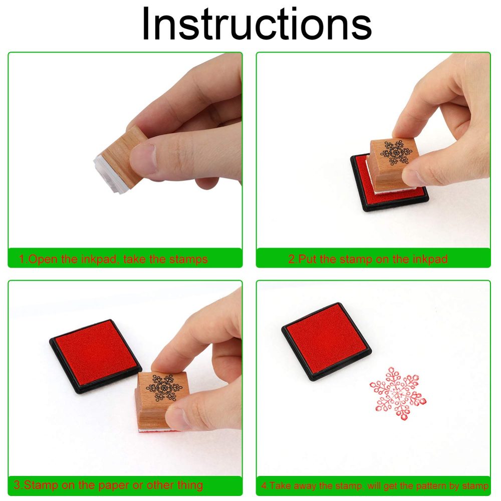 HOWAF Wooden Christmas Stamps Set with Ink Pad for Crafting Card Making, Christmas Stamps Pack for Children Xmas DIY Painting Scrapbooks Christmas Party Bag Fillers Favor Decoration Supplies - Image 5