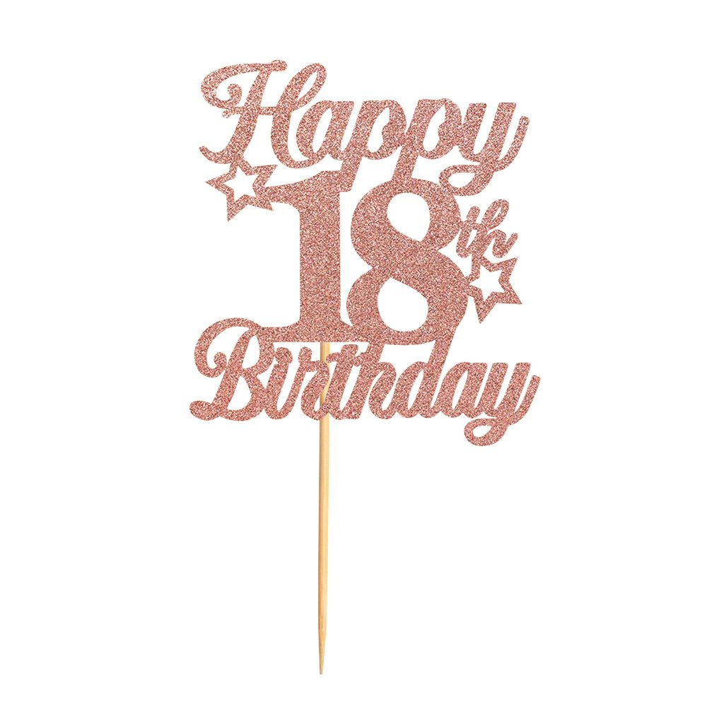 Blumomon 3 Pack Happy 18th Birthday Cake Topper Rose Gold Glitter Cheers to 18th Cake Topper Picks Rose 18th Birthday Cake Decoration for 18th Birthday Party Cake Supplies - Image 2
