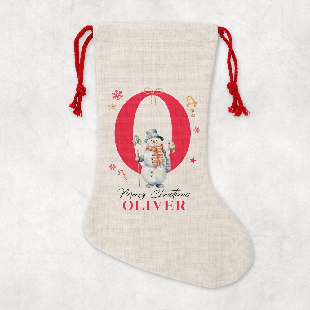 Personalised Christmas Sack | Add Any Name, Select a Design | Custom Christmas Stocking l Custom Christmas Sack For Kids, Children's, Personalised Santa Sack, Christmas Sack (Snowman) - Image 3