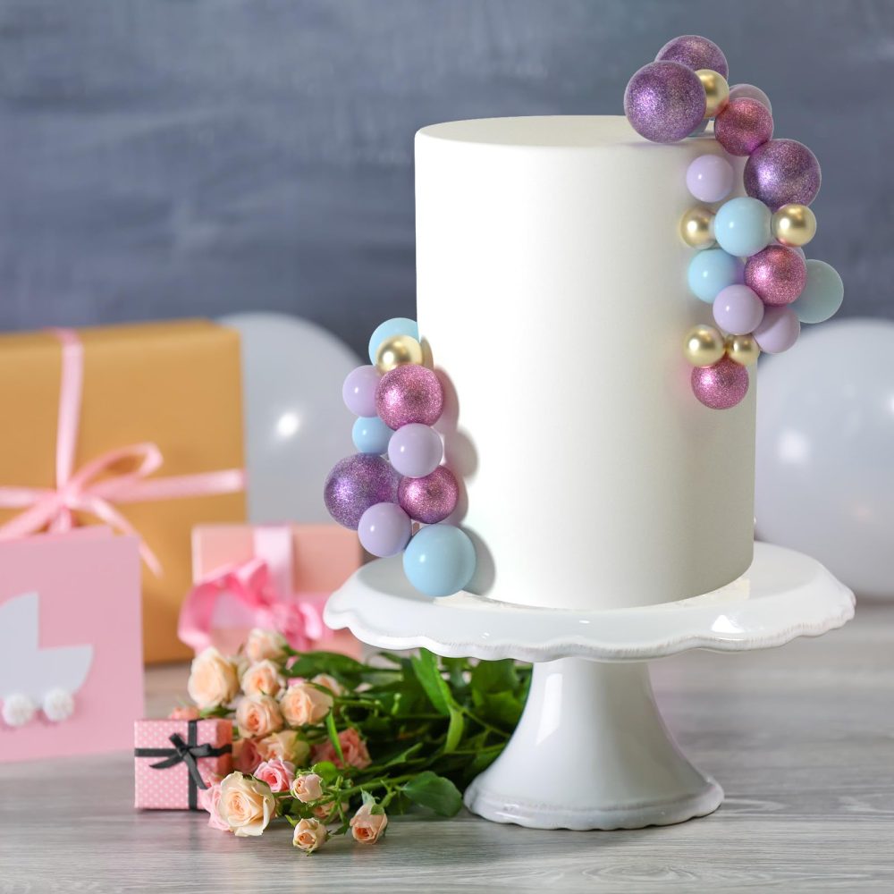 ASTARON 50 Pcs Ball Cake Topper Sticks Mini Balloons for Cake Decorating Supplies Foam Balls Cake decorations for Party Cake Birthday Cake Toppers Decorations (Pink，Purple，Blue) - Image 4
