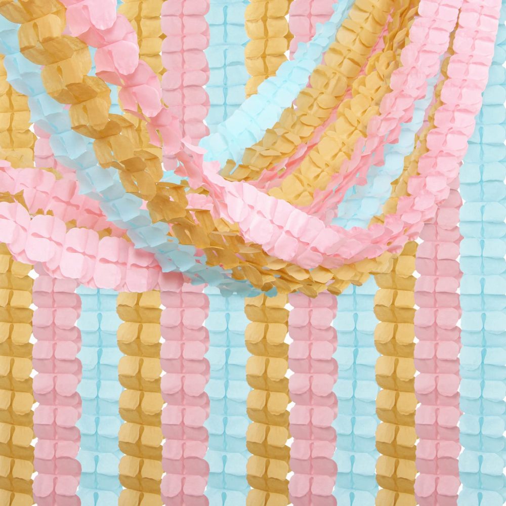 Blue-Pink Gold Party-Decorations Streamers Garland - 12pcs Gender Reveal Ideas 4-Leaf Clover Paper Streamer Wedding Birthday Bachelorette Engagement Baby Shower Supplies Banners Lasting Surprise - Image 3