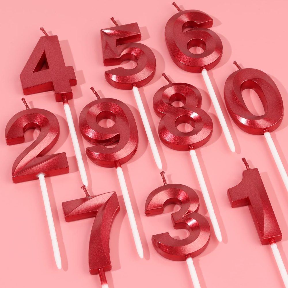 Red 18th Birthday Candles, Girls 18th Birthday Decorations, Red 3D Number 18 Candles, Red Long Candle, Red Candle Cake Topper for Girls Kids Women Birthday Party Wedding Anniversary Supplies - Image 6