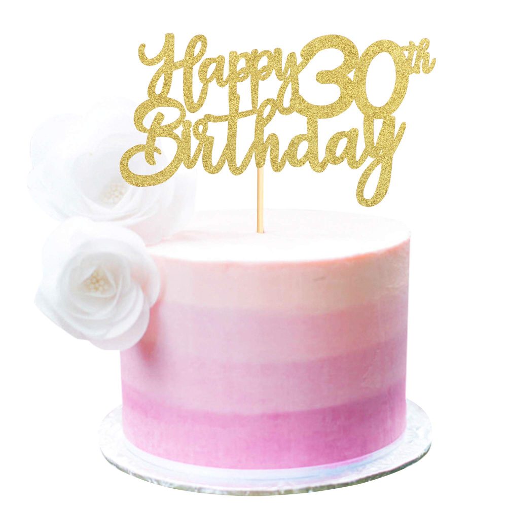 3 Pieces Happy 30th Birthday Cake Toppers Gold Glitter 30 Cupcake Toppers Happy 30 Birthday Cake Decorations for 30th Cheers to 30 Birthday Party Decoration Supplies