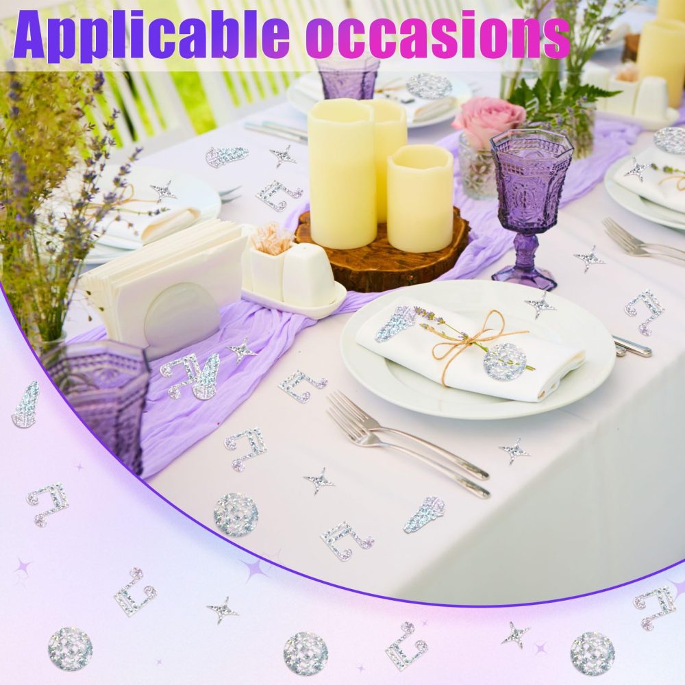 240 Pcs Disco Table Confetti, Glitter Table Confetti Disco Party Decorations Disco Ball Musical Note Microphone Star Confetti for Disco Theme Birthday Party - Image 4