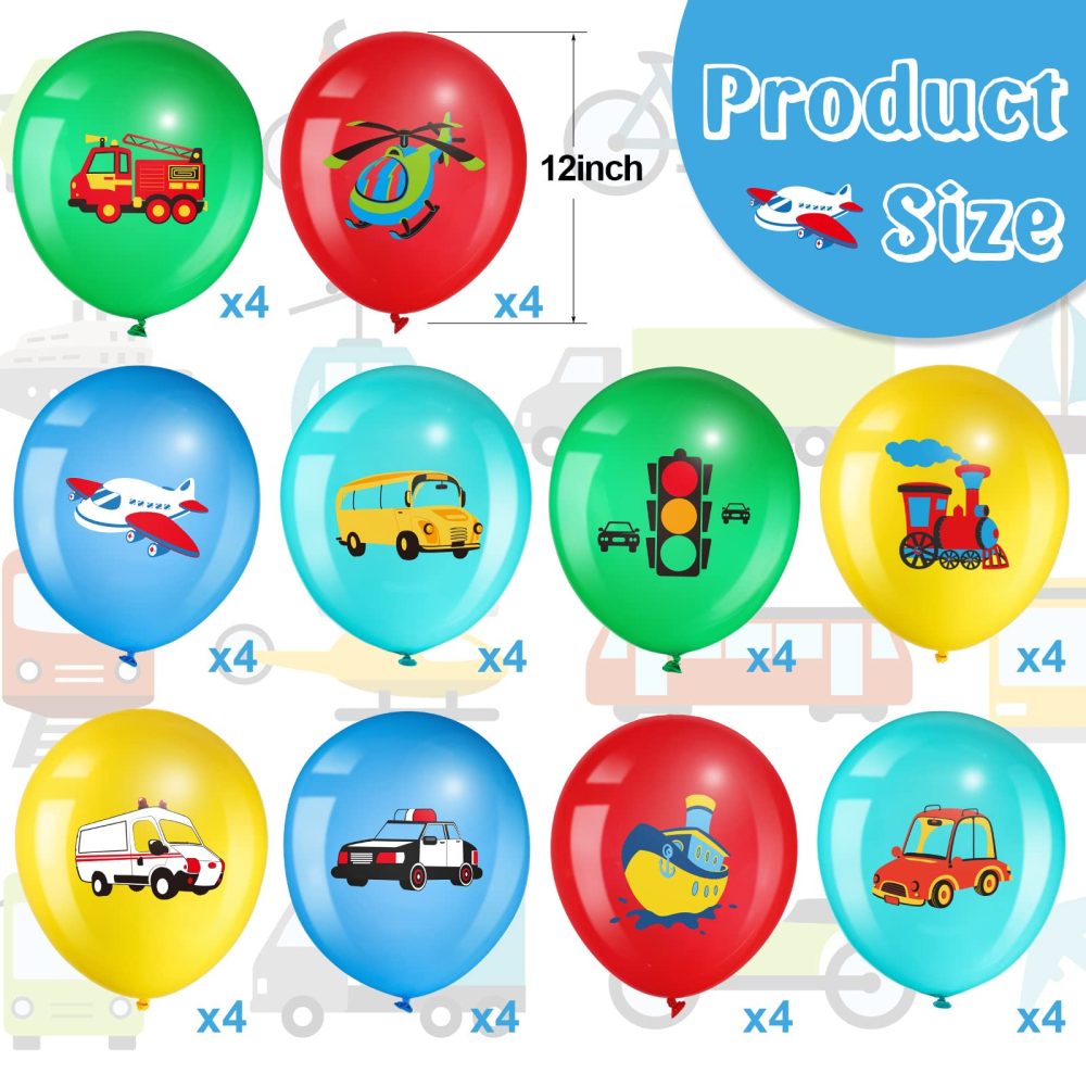40 Pack Transportation Party Balloons Decorations Traffic Balloons Vehicle Latex Balloons Transport Party Supplies for Boys Kids Baby Shower Birthday Decoration - Image 7