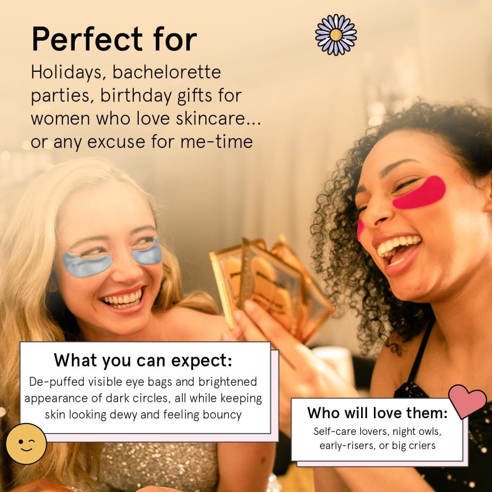 grace & stella Trio Under Eye Gel Patches Birthday Gifts for Women (12 Pairs, 3 Colours) Christmas Gifts for Women to treat Dark Circles, Eye Masks for Puffy Eyes, Vegan Pamper Gifts for Her - Image 7