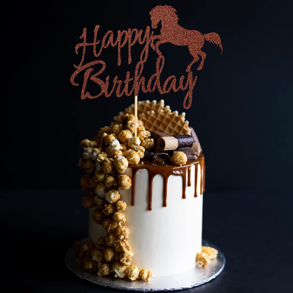 Arthsdite Horse Happy Birthday Cake Topper, Horse Racing Theme Birthday Party Decoration for Boys Girls Men Women, Kids Birthday Party Decoration Supplies - Image 3