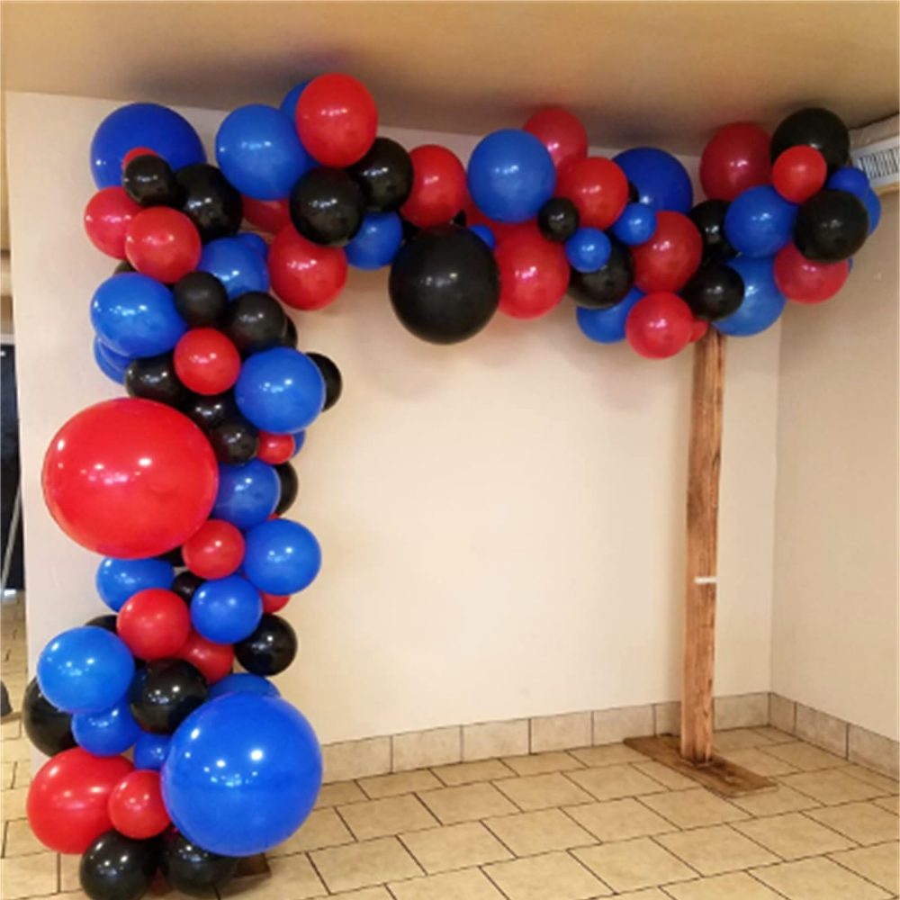 Red Blue Black Balloon Arch Garland Kit, 101 Pcs Matte Red Black and Royal Blue Latex Balloon Garland Kit for Super Spider Hero Party Boys Kids Birthday Baby Shower Graduation Party Decorations - Image 3