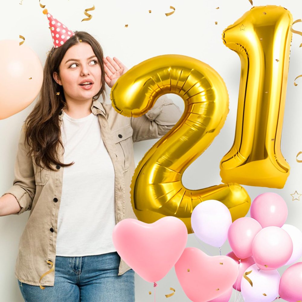 Number Balloons 21,Gold Balloons 21 for Birhtday Party Decoration,40 Inch Giant Helium Foil Number Balloons for Women Men 21th Birthday Party Decor Anniversary Party Decorations Supplies - Image 3