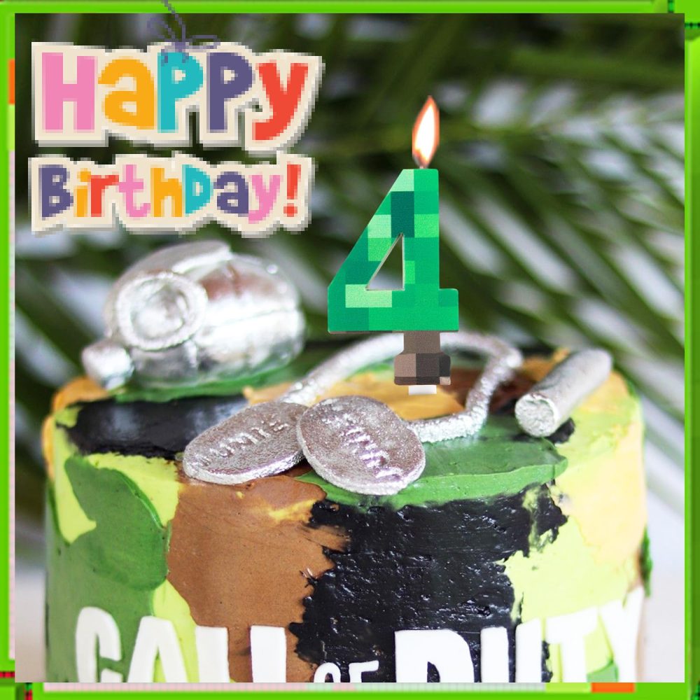 Yiran TNT Numbe 6th Birthday Numbe Candles,Pixel Green Number 6 Candles,Cartoon Gaming Birthday Candle for Boys Girls TNT Theme Party Supplies Decorations - Image 4