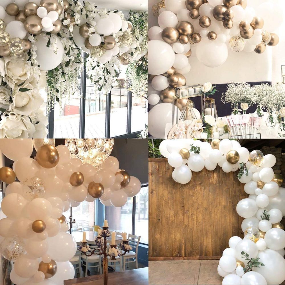 Jwssor White and Gold Balloon,100pcs Metallic Balloons,Balloon Arch Kit for Birthday Wedding Anniversary - Image 4