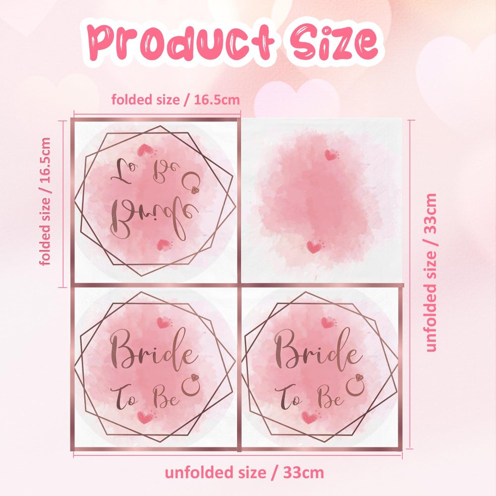 AFYHH 40Pcs Hen Party Napkins Decorations for Bridal Showers Hen Do Parties Table Decorations Birde to Be Paper Serviettes for Brunch Team Bride Wedding Paper Napkins 33x33cm - Image 6