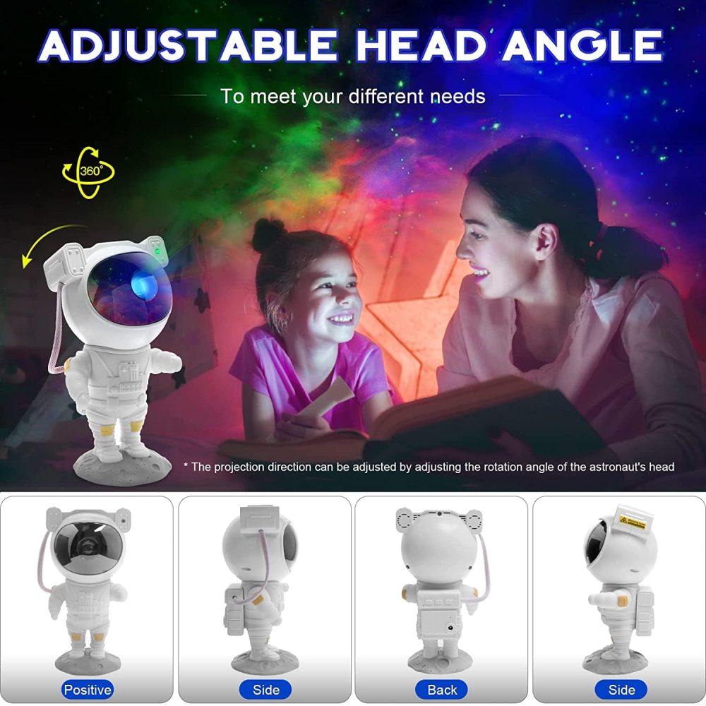 SFOUR Astronaut Galaxy Projector Night Light，Lights for Bedroom,Kids Room Decor Aesthetic, Adjustable Head Angle,Gift for Kids Adults Home Party Ceiling Decor，Christmas Gift - Image 5
