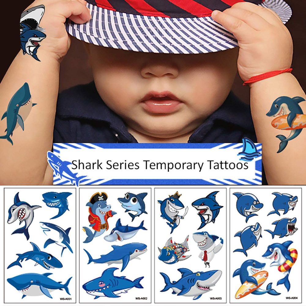 Kids Tattoos Shark Temporary Tattoo 10 Sheets, 100+ Fake Tattoo for Boys Girls Children Birthday Party Favors Bags Fillers - Image 7
