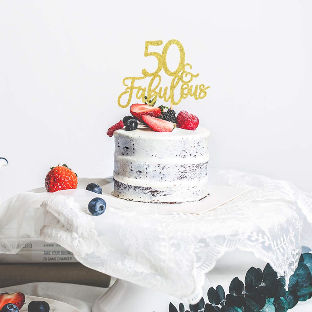 3Pcs 50 & Fabulous Cake Toppers 50 Birthday Anniversary Cake Toppers for 50 Birthday Anniversary Party Decorations Happy 50th Birthday Cake Decorations Supplies - Image 3