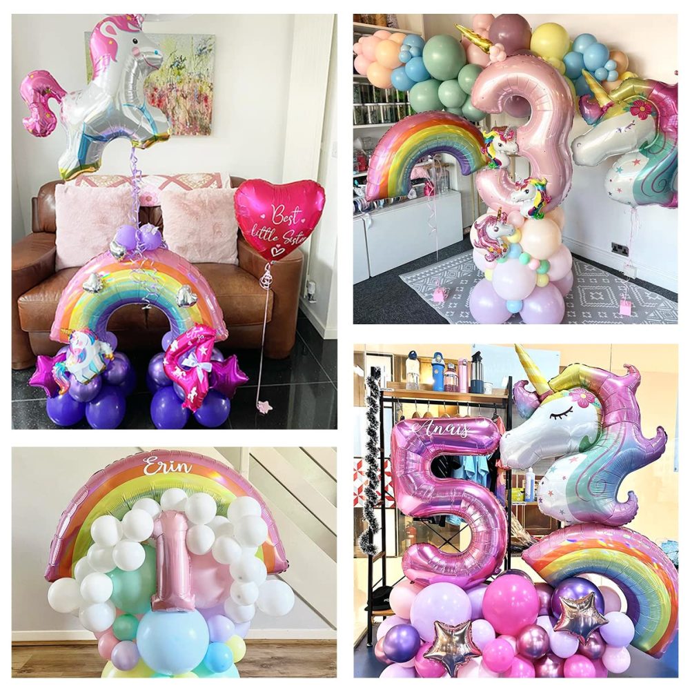 Rainbow Balloons Pastel Rainbow Foil Balloons 32" Giant Rainbow Shaped Birthday Balloon for Rainbow Theme Birthday Party Baby Shower Decor 2PCS - Image 2