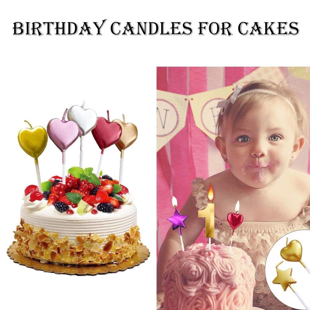 10pcs Exquisite Cake Candles,Heart Birthday Candles Star Birthday Candles Birthday Candles for Cakes Heart Shaped Candles for Party Wedding Cake Decoration Supplies Birthday Cake Candles. - Image 6