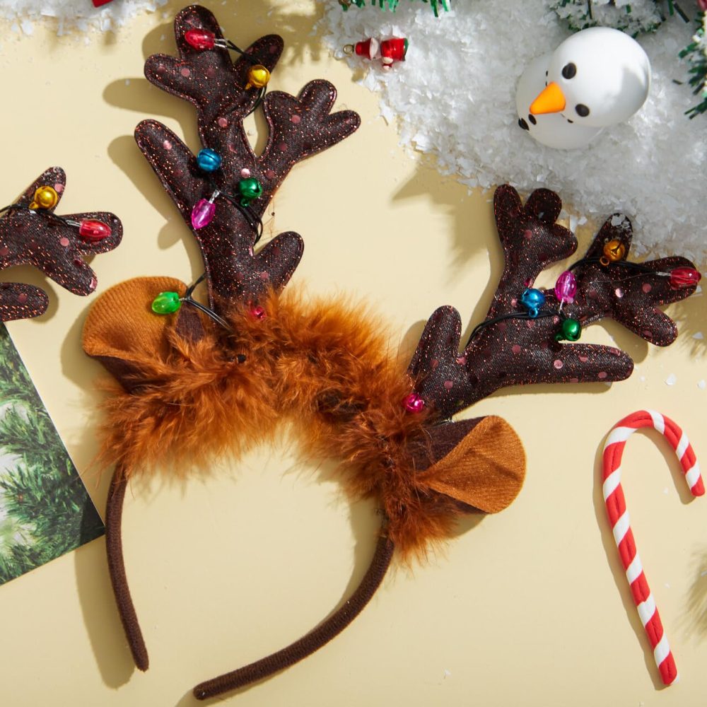 JOYIN 4Pcs Light-Up Reindeer Headband, Christmas LED Antlers Reindeer Hat Headbands Holiday Headbands for Christmas Supplies and Holiday Parties Favors (ONE SIZE FITS ALL) - Image 3