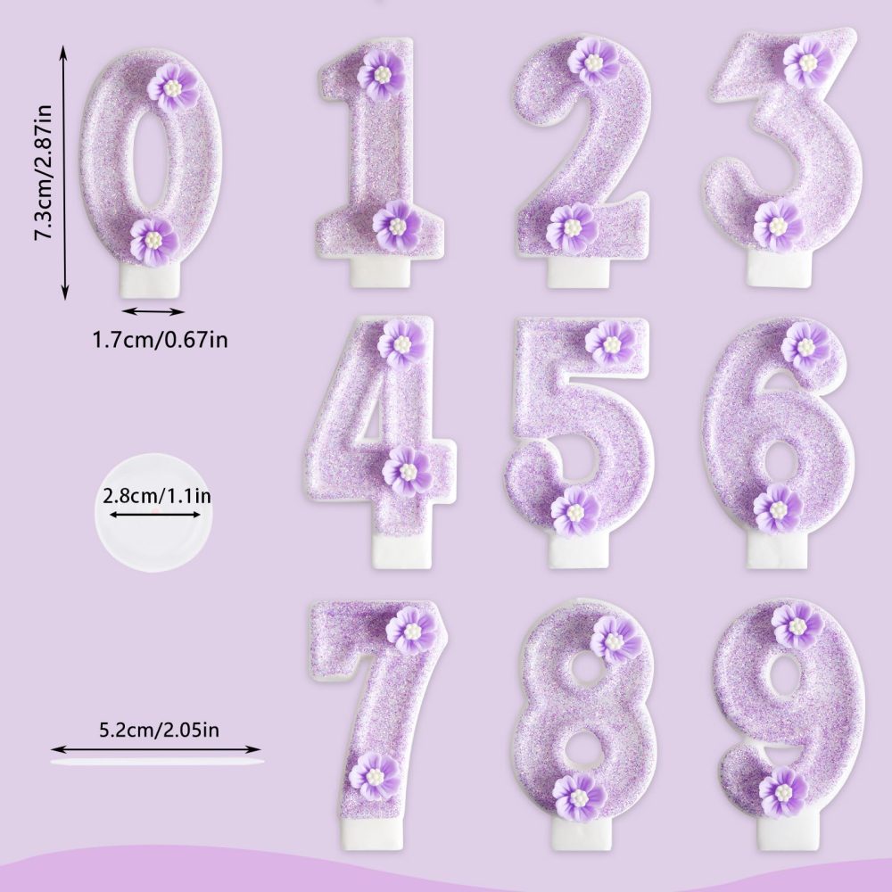 DAJISI Birthday Candles, 2.95 Inch Birthday Candles for Cakes Purple Number Candles for Cakes with Flowers for Birthday Party Wedding Anniversary Celebration Supplies (Number 5) - Image 9