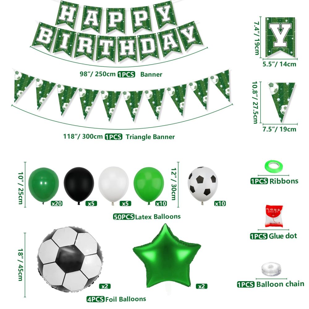 173 Pack Football Party Supplies Football Party Decorations Boys Sports Theme Birthday Decor Football Theme Tableware Set - Football Plates, Balloons, Banners, Ball Tablecloth, Cups, Napkins Serves 20 - Image 4