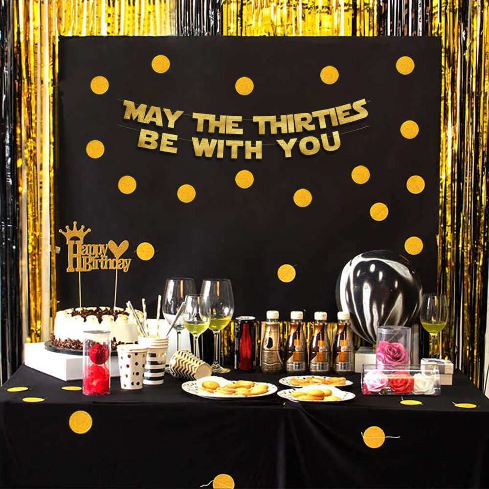 May The Thirties Be With You - Happy 30th Birthday Party Glitter Banner - 30th Star Wars Birthday Party Decorations and Supplies - 30th Wedding Anniversary Decorations - Image 3