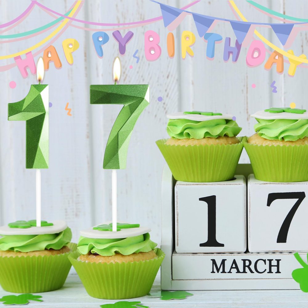 16th Birthday Candles, Number 16 Candle, Dark Green Candles, Birthday Candle for Cake, Happy Birthday Candle, Cake Candles Cake Topper Decorations for Birthday Party Wedding Anniversary Celebration - Image 4