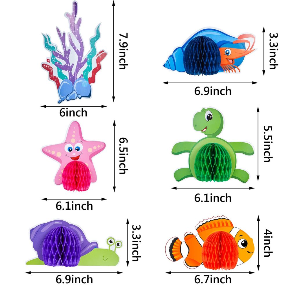 12 Pieces Ocean Sea Animal Honeycomb Centerpiece Under the Sea Table Decorations Ocean Themed Marine Creature Decoration Fish Mermaid Table Honeycomb for Beach Themed Birthday Party Baby Shower - Image 6