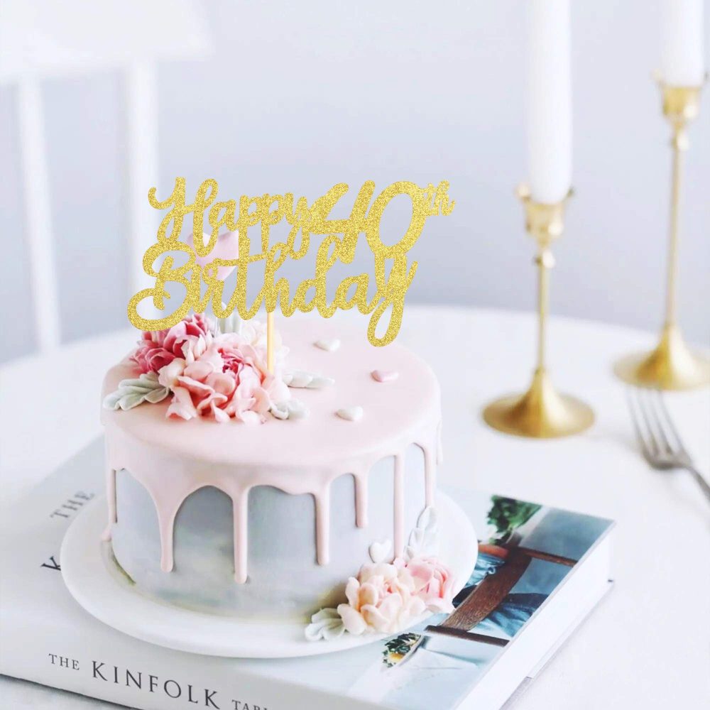 3 Pieces Happy 40th Birthday Cake Toppers Gold 40 Cupcake Toppers Cheers to 40 Fabulous Cake Decorations for 40th Birthday Party Decoration Supplies - Image 5