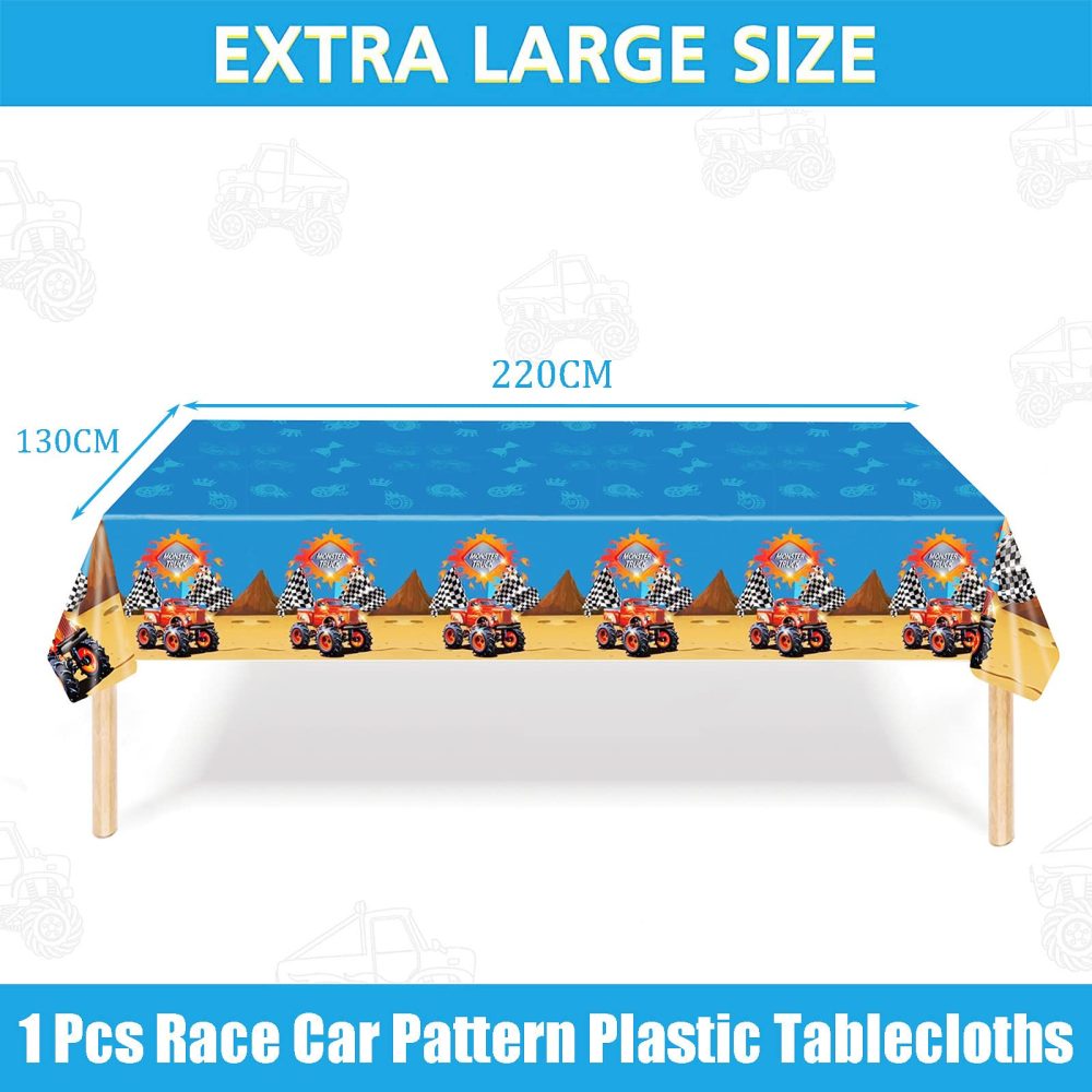 130*220cm Monster Truck TableCloth Party for Boys Birthday Parties,Rectangular Monster Truck Table Cover Plastic Tablecloths for Boys Kids Birthday Monster Truck Theme Party Supplies Decorations - Image 7