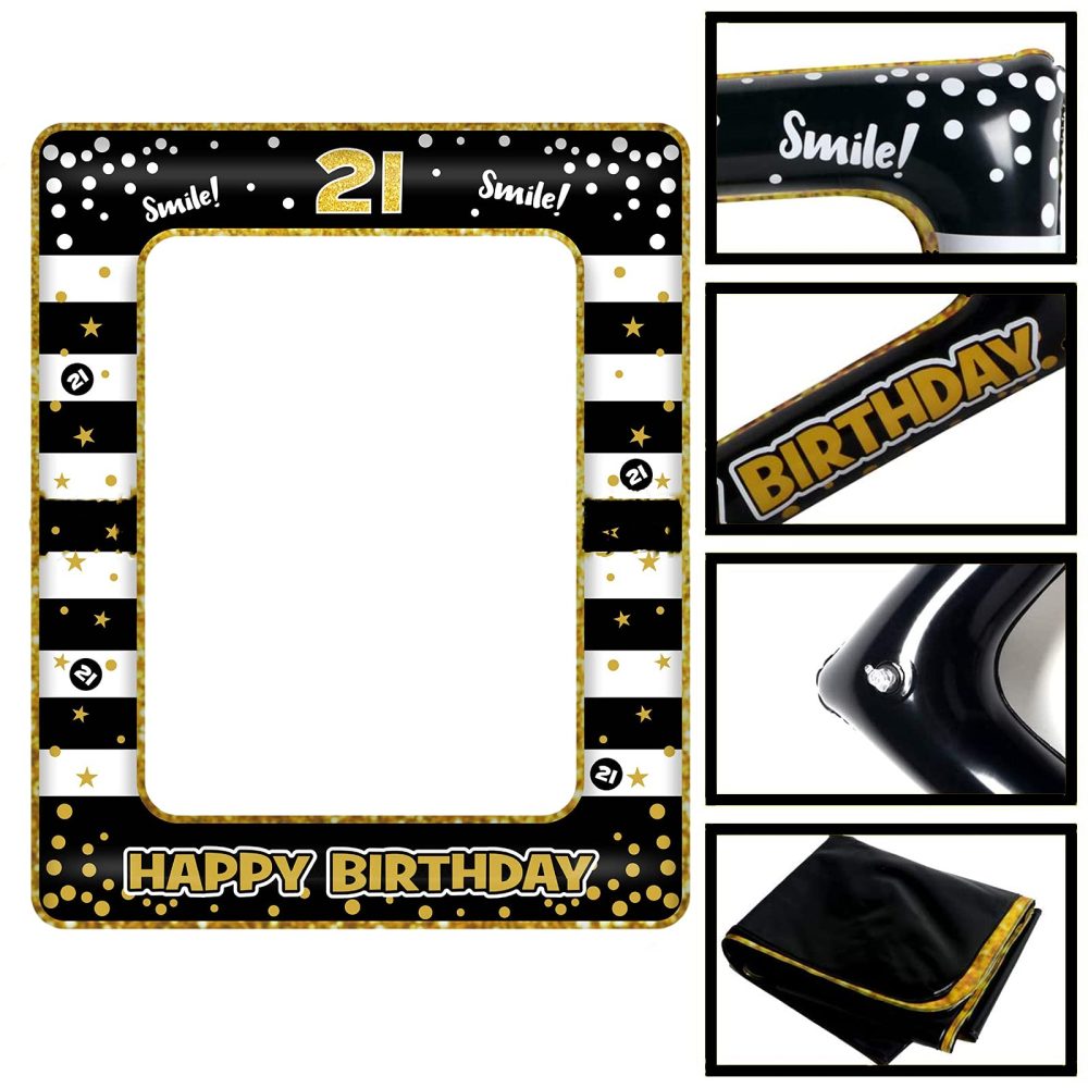 21st Birthday Photo Booth Props,Black Gold Inflatable Selfie Frame Picture Frame,Giant Inflatable Party Photo Booth Frame for Girls Boys 21st Birthday Party Decorations Supplies, Girls Boys Favor Gift - Image 6