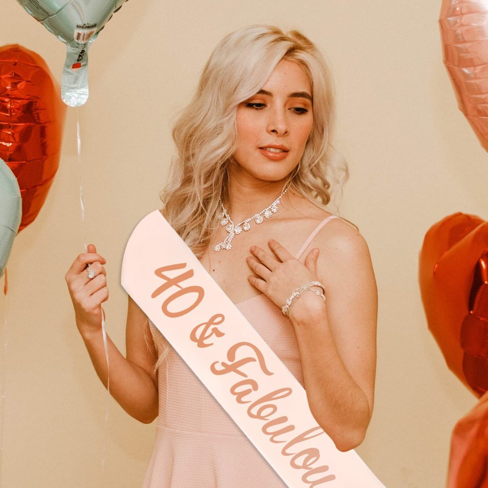ALLY-MAGIC 40th Birthday Sash, Rose Gold 40 & Fabulous Sash for Women Happy 40th Birthday Gift Party Decorations Supplies Accessories Y3FABJD (40 FABULOUS) - Image 5