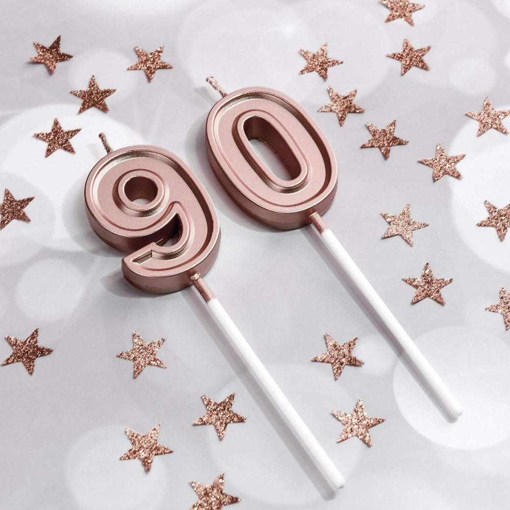 BBTO 90th Birthday Candles Cake Number Candles Happy Birthday Cake Topper Decorations for Birthday Wedding Anniversary Celebration Supplies (Rose Gold) - Image 2