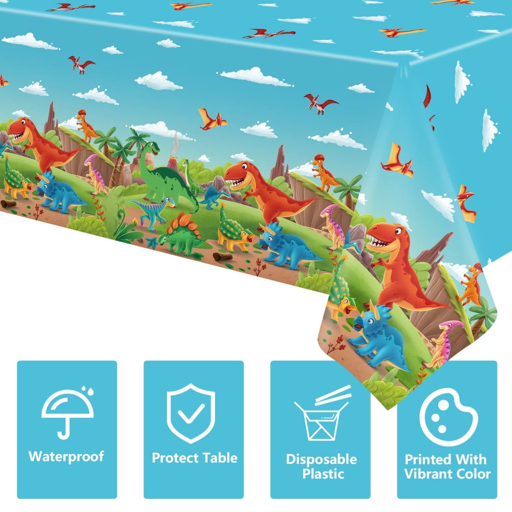 4PCS Dinosaur Tablecloth Dinosaur Party Decorations Dinosaur Party Supplies 86 x 51 inches Dinosaur Theme Table Cover Dinosaur Rectangle Plastic Table cloth dinosaur table cloths for birthday party - Image 2