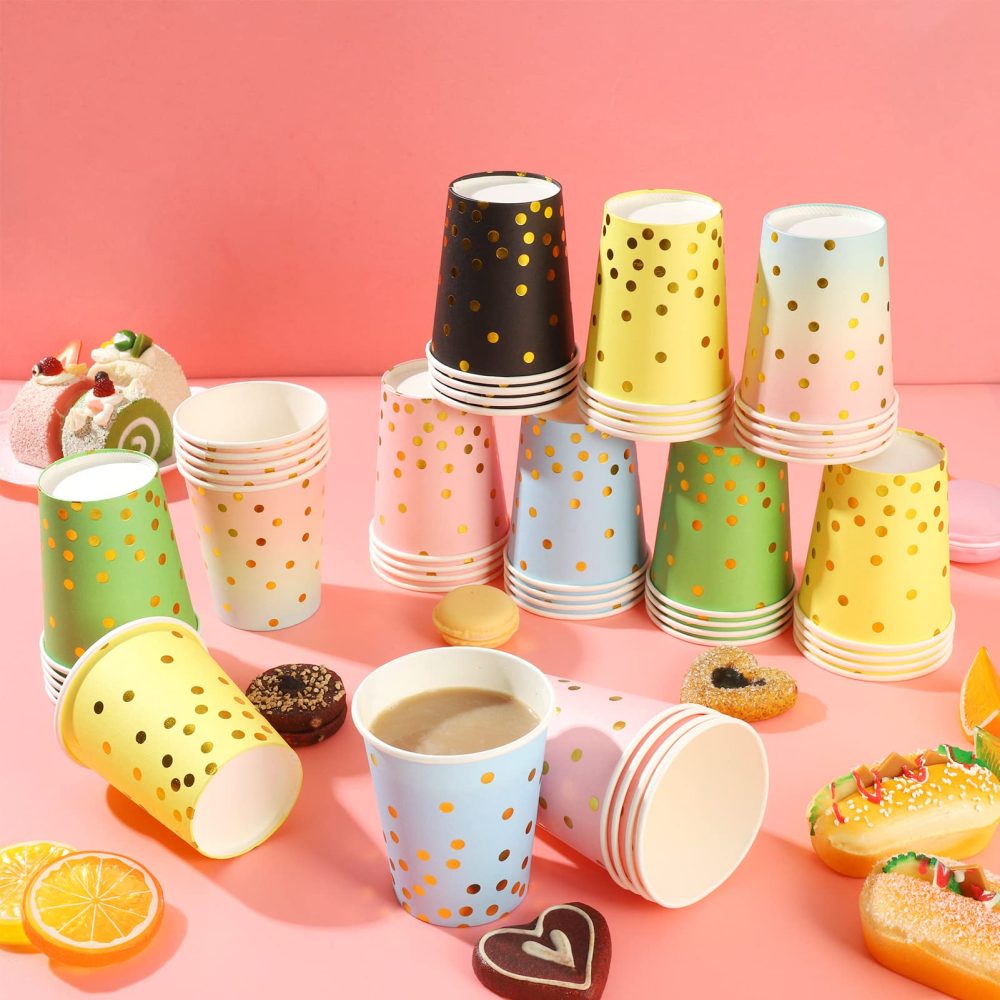 Pinenuts 60 Pieces Paper Cups 9 Ounces Party Cups, Disposable Drinking Cups, Biodegradable for DIY Halloween Christmas Holiday Wedding (Colorful) - Image 7
