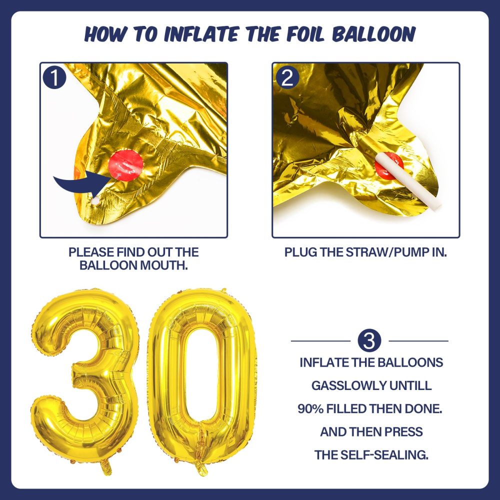 30th Birthday Decorations Men, 30th Birthday Decorations Blue Gold 30th Birthday Balloons, 30th Birthday Party Decorations for Him, Happy 30th Banner Confetti Balloons for 30 Birthday Party Supplies - Image 4